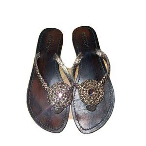 𝅺MYSTIQUE Sandals Leather Brown Rhinestones Bronze